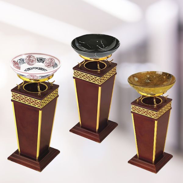 Thùng rác gỗ khay thủy tinh trang trí - hình 4