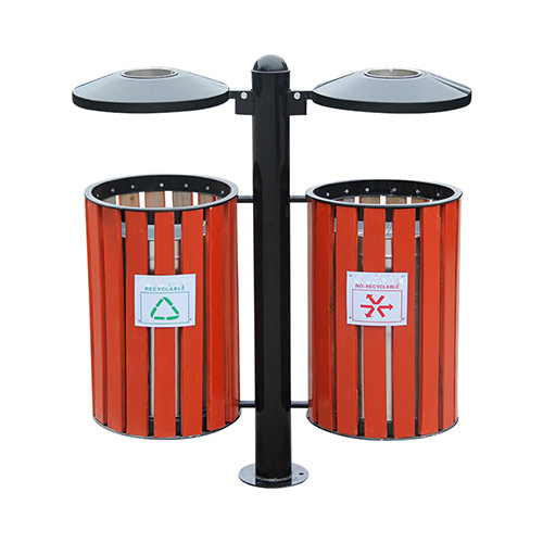 Thùng rác gỗ treo đôi có gạt tàn - hình 6