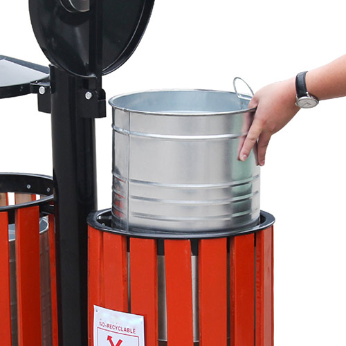 Thùng rác gỗ treo đôi có gạt tàn - hình 4