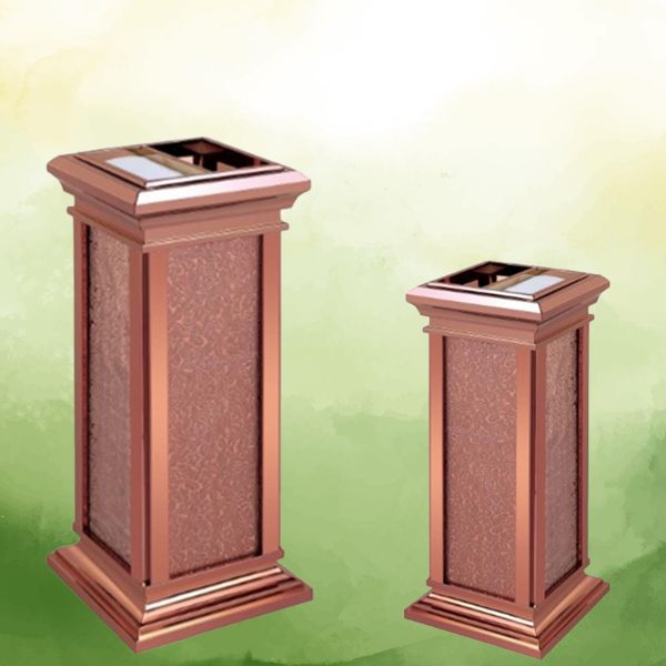 Thùng rác hợp kim nhôm có gạt tàn - hình 5