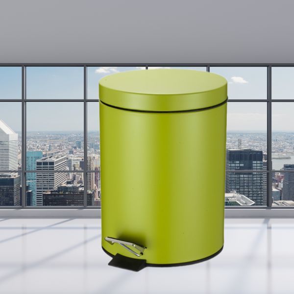 Thùng rác inox 20L sơn xanh - hình 2