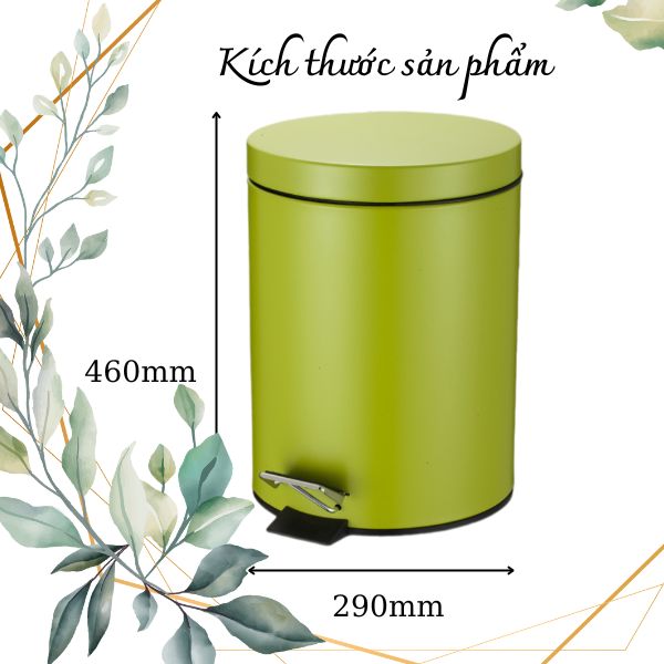 Thùng rác inox 20L sơn xanh - hình 3