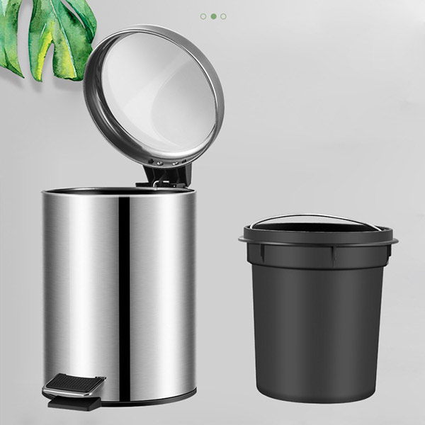 Thùng rác inox 304 đạp chân tròn 8L - hình 2