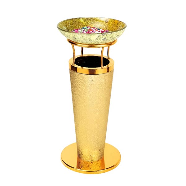 Thùng rác inox bọc giả da khay thủy tinh - hình 6