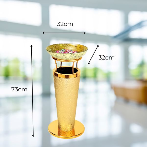 Thùng rác inox bọc giả da khay thủy tinh - hình 3