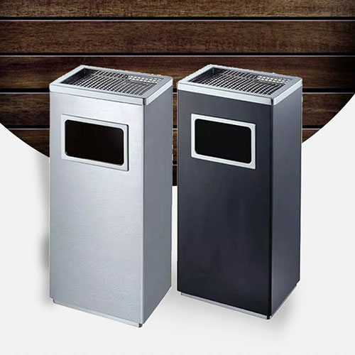 Thùng rác inox hình chữ nhật có gạt tàn - hình 6