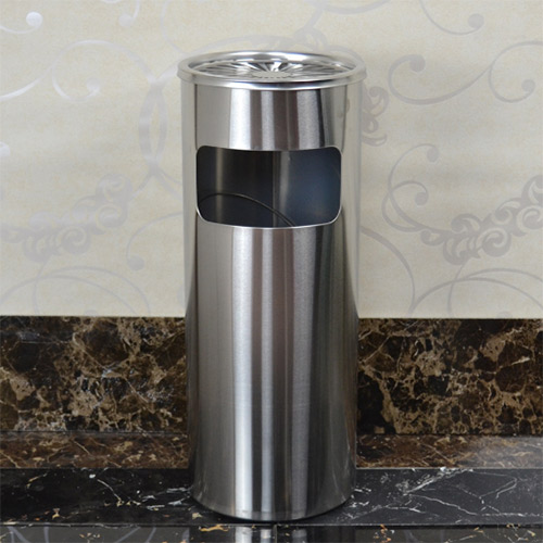 Thùng rác inox có gạt tàn thuốc lá - hình 3