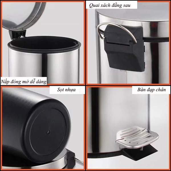 Thùng rác Inox đạp chân 30L - hình 5