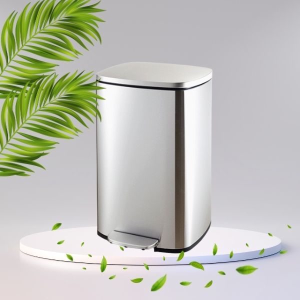 Thùng rác inox đạp chân vuông 12L - hình 2