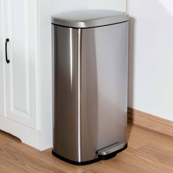 Thùng rác inox đạp chân vuông 30L - hình 2