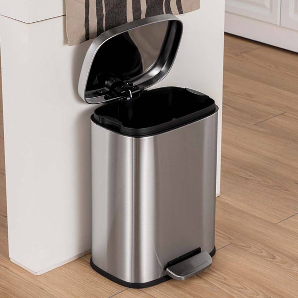 Thùng rác inox đạp chân vuông 50L - hình 3