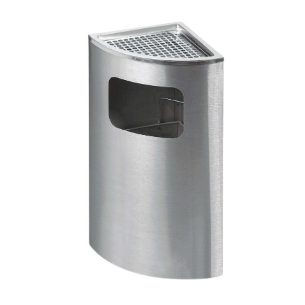 Thùng rác inox đặt góc có gạt tàn - hình 6