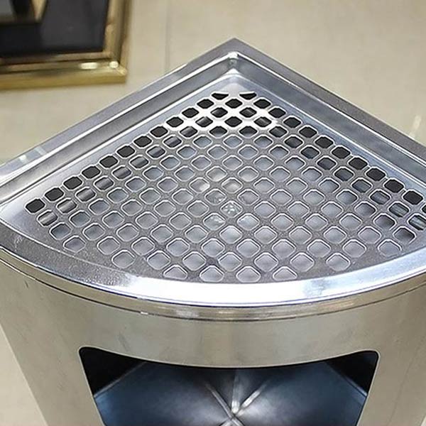 Thùng rác inox đặt góc có gạt tàn - hình 4