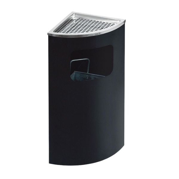 Thùng rác inox gạt tàn màu đen hình rẻ quạt - hình 6