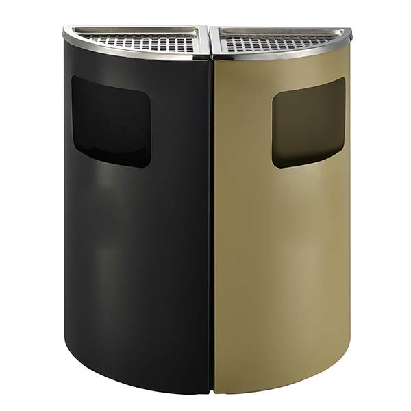 Thùng rác inox gạt tàn màu đen hình rẻ quạt - hình 2