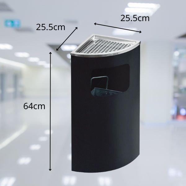 Thùng rác inox gạt tàn màu đen hình rẻ quạt - hình 5