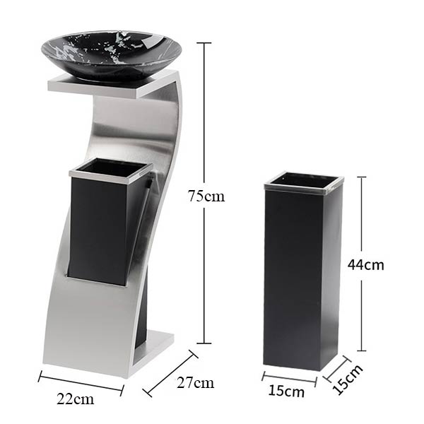 Thùng rác inox gạt tàn hình chữ Z - hình 4