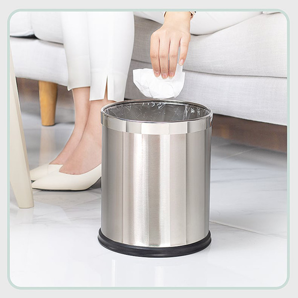 Thùng rác inox không nắp Ø22cm - hình 4