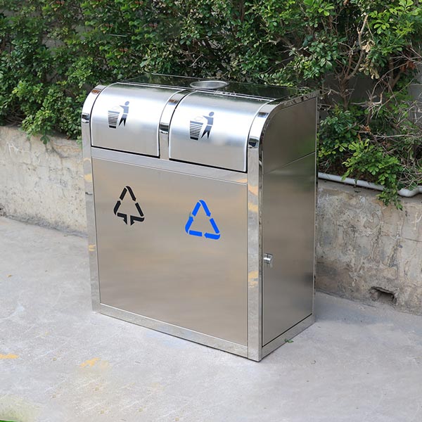 Thùng rác inox nắp đẩy 2 ngăn - hình 5