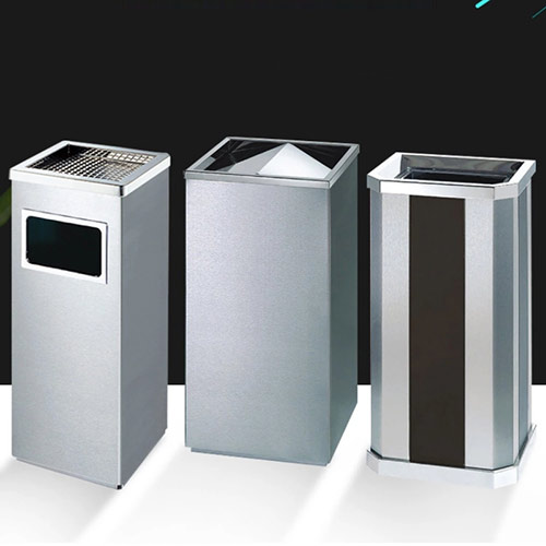 Thùng rác inox chữ nhật sọc đen trắng - hình 6