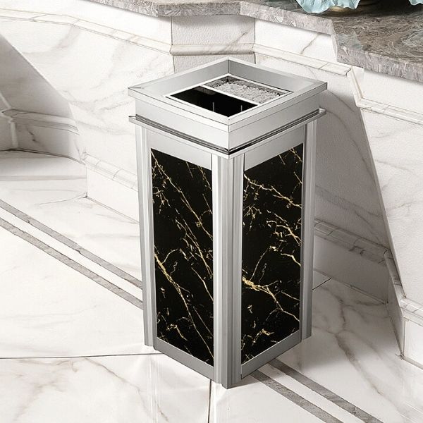 Thùng rác inox trang trí đá hoa cương - hình 3