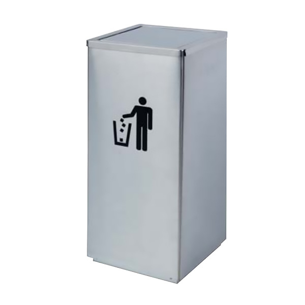 Thùng rác inox trắng vuông nắp bập bênh - hình 6