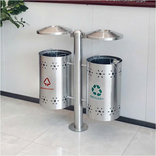 Thùng rác inox treo đôi ngoài trời - hình 5