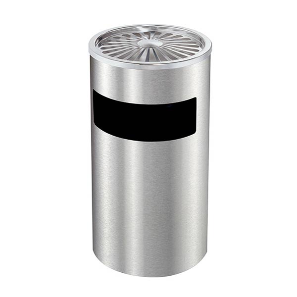 Thùng rác inox tròn có gạt tàn cỡ đại - hình 6