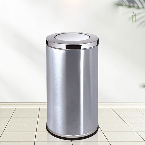 Thùng rác inox tròn nắp bập bênh cỡ đại Ø48cm - hình 5