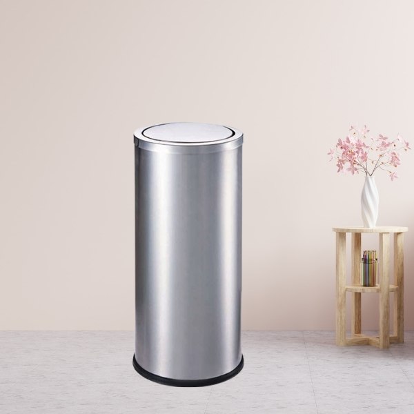 Thùng rác inox tròn nắp bập bênh Ø30cm - hình 2