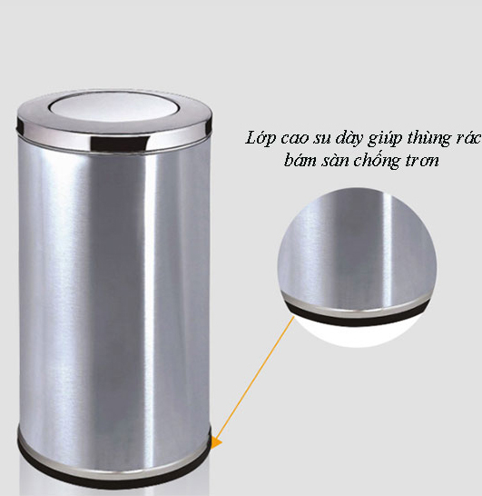 Thùng rác inox tròn nắp lật Ø25cm - hình 4