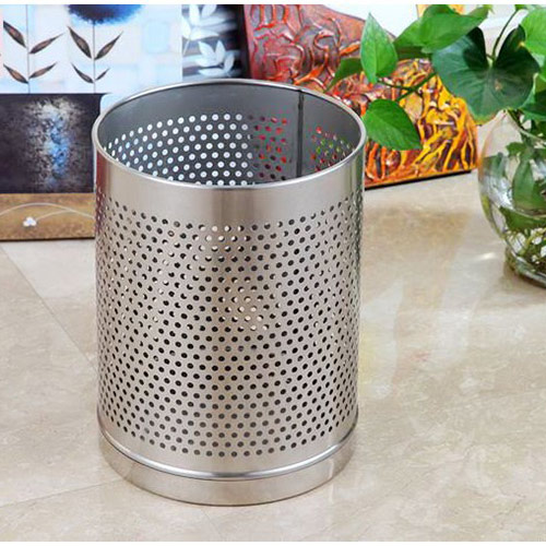 Thùng rác inox văn phòng thân dập lỗ - hình 2