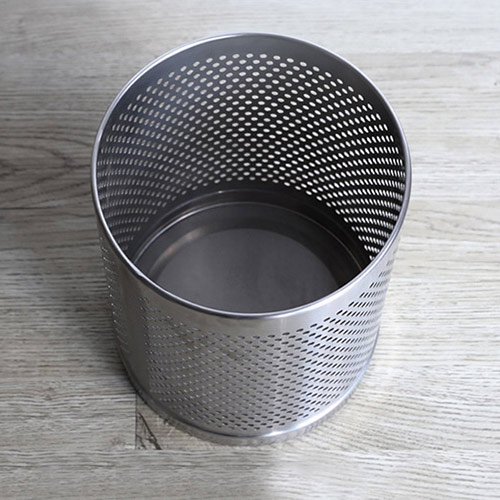 Thùng rác inox văn phòng thân dập lỗ - hình 3