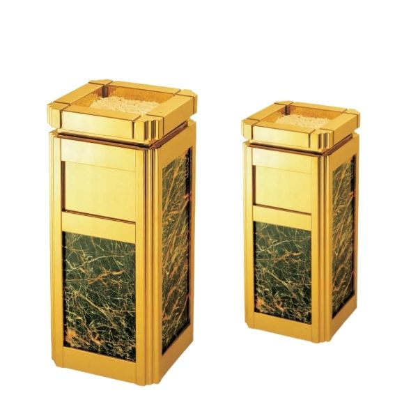 Thùng rác khung inox vàng ốp đá đen HTG-16-B2 - hình 2