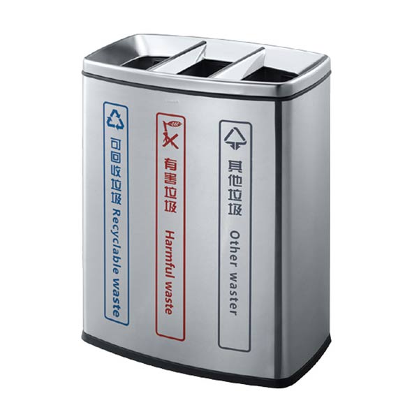 Thùng rác ngoài trời 3 ngăn inox - hình 6
