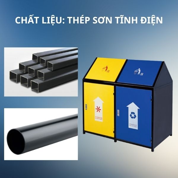 Thùng rác ngoài trời nắp lật 2 ngăn TLHTP2Z13 - hình 3