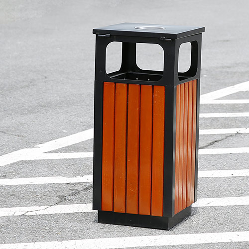 Thùng rác gỗ vuông ngoài trời - hình 5