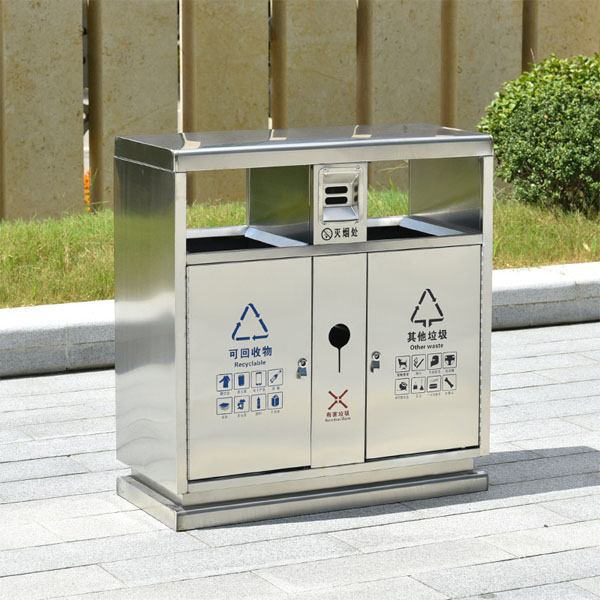 Thùng rác ngoài trời có gạt tàn thuốc lá - hình 2