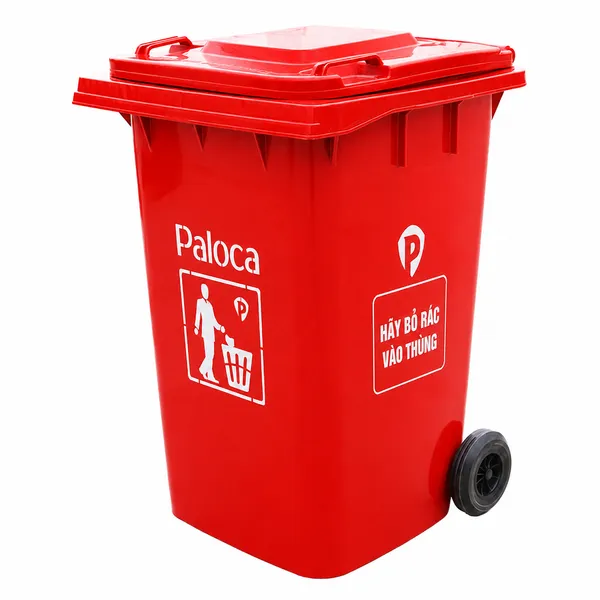 Thùng rác 360L nhựa HDPE có nắp đậy, bánh xe công cộng giá rẻ - hình 4