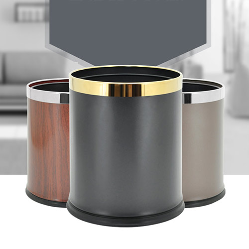 Thùng rác thép sơn đen 2 lớp không nắp - hình 5