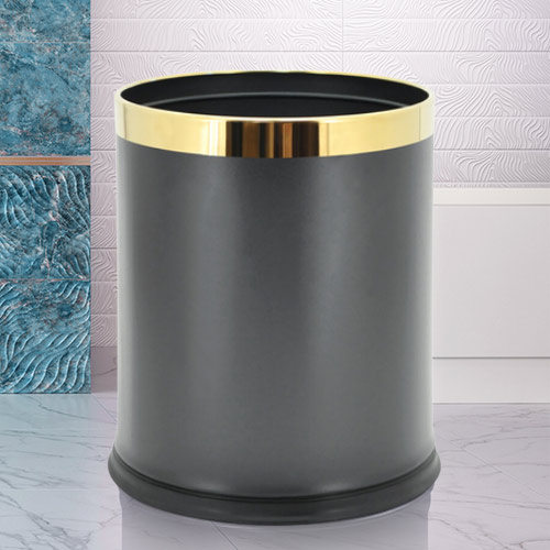Thùng rác thép sơn đen 2 lớp không nắp - hình 4