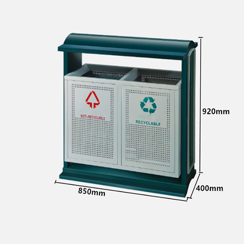 Thùng rác phân loại 2 ngăn có mái che - hình 2
