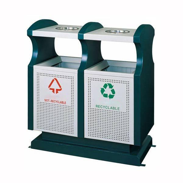 Thùng rác thép sơn tĩnh điện đôi ngoài trời - hình 6