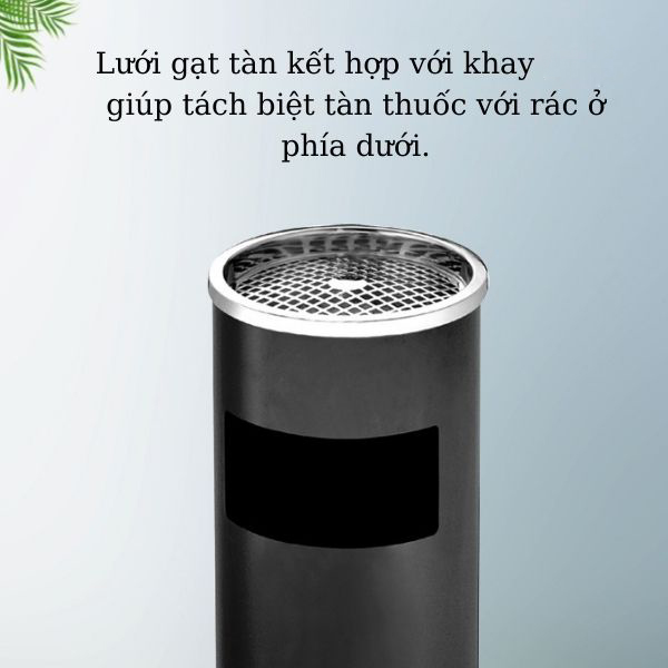 Thùng rác tròn có gạt tàn thuốc lá - hình 3