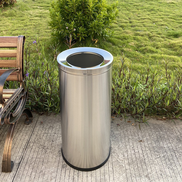 Thùng rác inox tròn nắp hở - hình 5