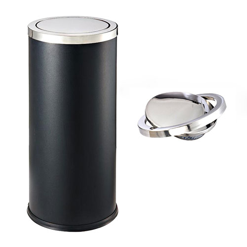 Thùng rác tròn nắp lật màu đen - hình 5