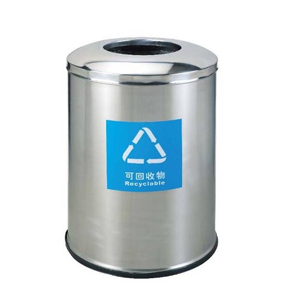 Thùng rác trung tâm thương mại inox tròn - hình 2
