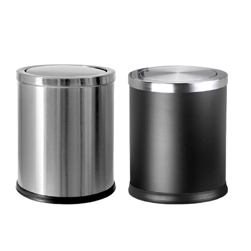 Thùng rác văn phòng nắp lật inox trắng - hình 4