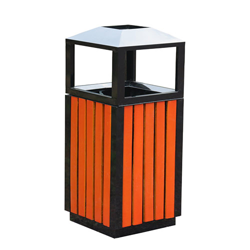 Thùng rác vuông giả gỗ có gạt tàn - hình 6