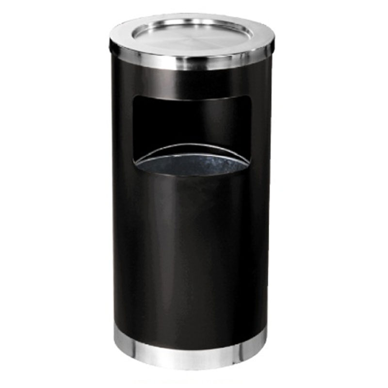 Thùng rác phun sơn đen gạt tàn inox Ø38 - hình 2